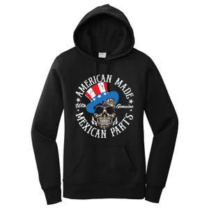 American Made With Genuine Mexican Parts Skull Women's Pullover Hoodie