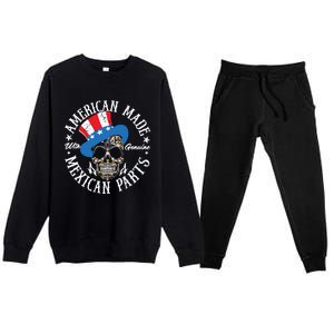 American Made With Genuine Mexican Parts Skull Premium Crewneck Sweatsuit Set