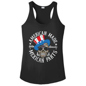 American Made With Genuine Mexican Parts Skull Ladies PosiCharge Competitor Racerback Tank