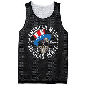 American Made With Genuine Mexican Parts Skull Mesh Reversible Basketball Jersey Tank