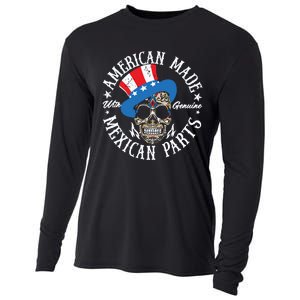 American Made With Genuine Mexican Parts Skull Cooling Performance Long Sleeve Crew