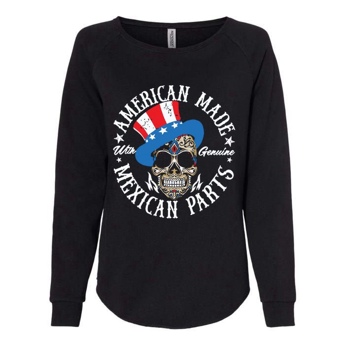 American Made With Genuine Mexican Parts Skull Womens California Wash Sweatshirt