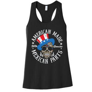 American Made With Genuine Mexican Parts Skull Women's Racerback Tank