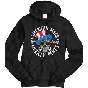 American Made With Genuine Mexican Parts Skull Tie Dye Hoodie