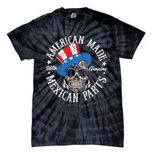 American Made With Genuine Mexican Parts Skull Tie-Dye T-Shirt