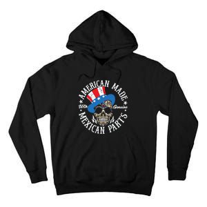 American Made With Genuine Mexican Parts Skull Tall Hoodie