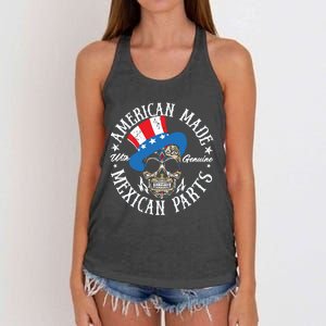 American Made With Genuine Mexican Parts Skull Women's Knotted Racerback Tank