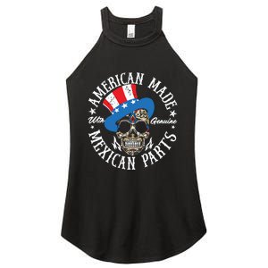 American Made With Genuine Mexican Parts Skull Women's Perfect Tri Rocker Tank