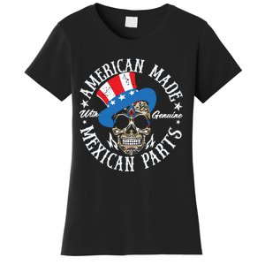 American Made With Genuine Mexican Parts Skull Women's T-Shirt