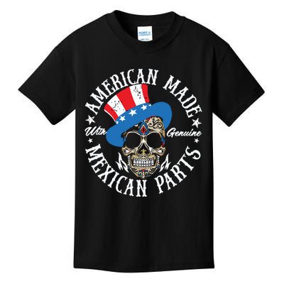 American Made With Genuine Mexican Parts Skull Kids T-Shirt