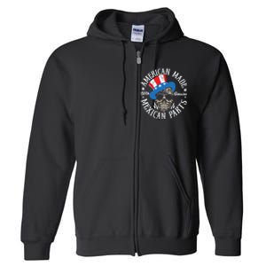 American Made With Genuine Mexican Parts Skull Full Zip Hoodie