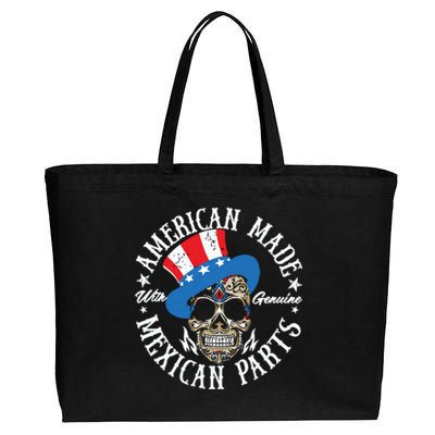 American Made With Genuine Mexican Parts Skull Cotton Canvas Jumbo Tote