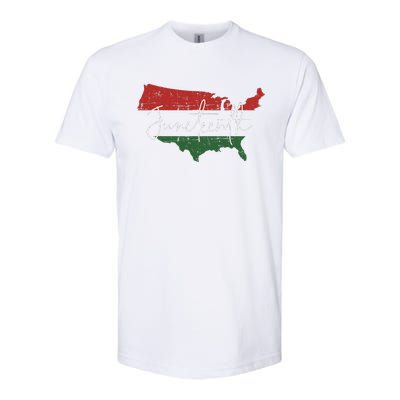 American map with pan african flag for Juneteenth since 1865 Softstyle® CVC T-Shirt