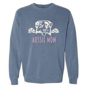 Aussie Mom With Australian Shepherd Dog Funny Gift Garment-Dyed Sweatshirt