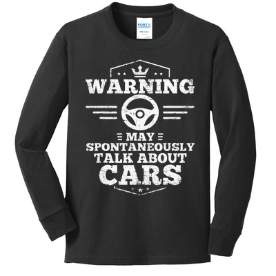 Auto Mechanic Warning I May Spontaneously Talk Cars Kids Long Sleeve Shirt