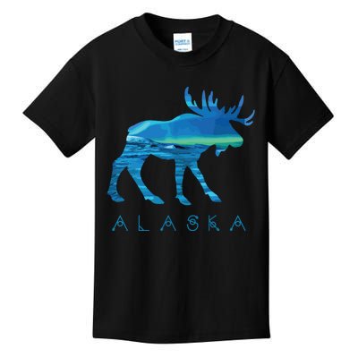 Alaskan Moose With Borealis Snow Scene Kids T-Shirt