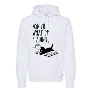 Ask Me What I'm Reading Book Illustration Premium Hoodie