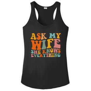 Ask My Wife She Knows Everything Husband And Wife Matching Ladies PosiCharge Competitor Racerback Tank