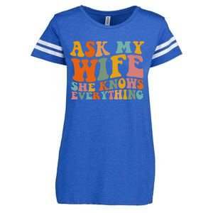 Ask My Wife She Knows Everything Husband And Wife Matching Enza Ladies Jersey Football T-Shirt