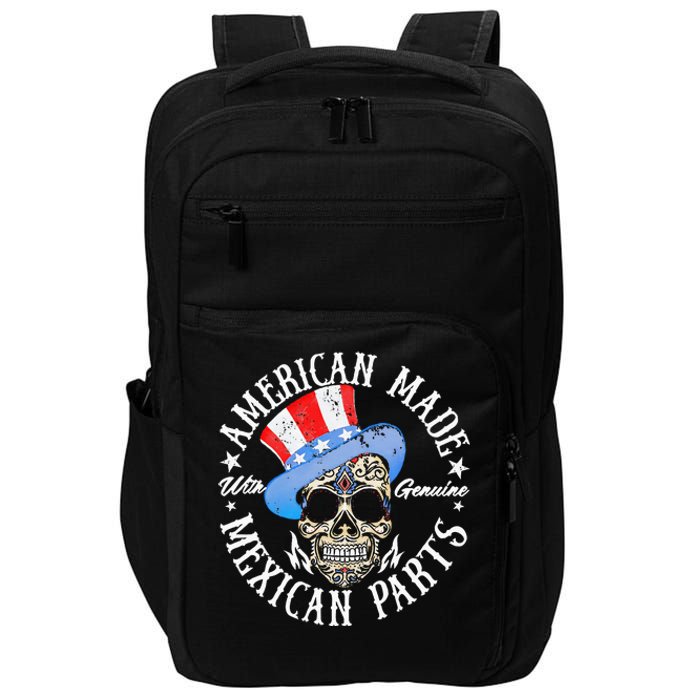 American Made With Genuine Mexican Parts Skull Impact Tech Backpack