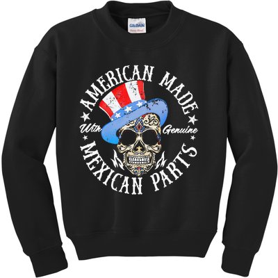 American Made With Genuine Mexican Parts Skull Kids Sweatshirt