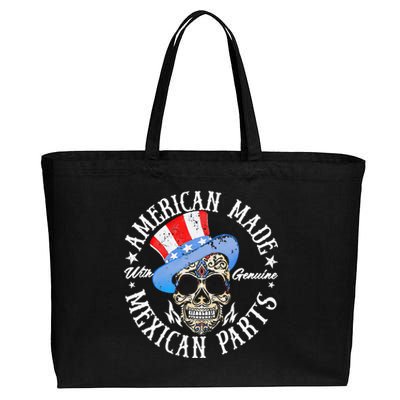 American Made With Genuine Mexican Parts Skull Cotton Canvas Jumbo Tote