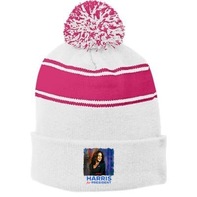 Adrienne Muse X Janeeka Muse Madammuse Hope In Harris Stripe Pom Pom Beanie
