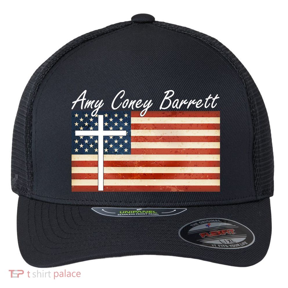 Amy Coney Barrett Christian Vintage US Flag Flexfit Unipanel Trucker Cap