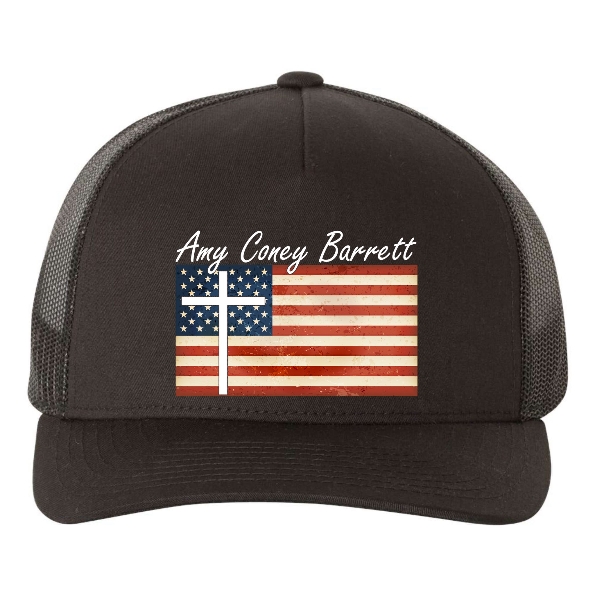 Amy Coney Barrett Christian Vintage US Flag Yupoong Adult 5-Panel Trucker Hat