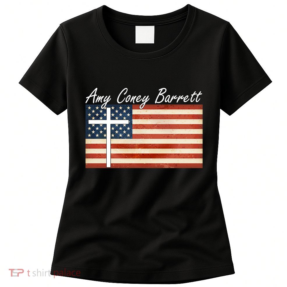 Amy Coney Barrett Christian Vintage US Flag Womens T-Shirt