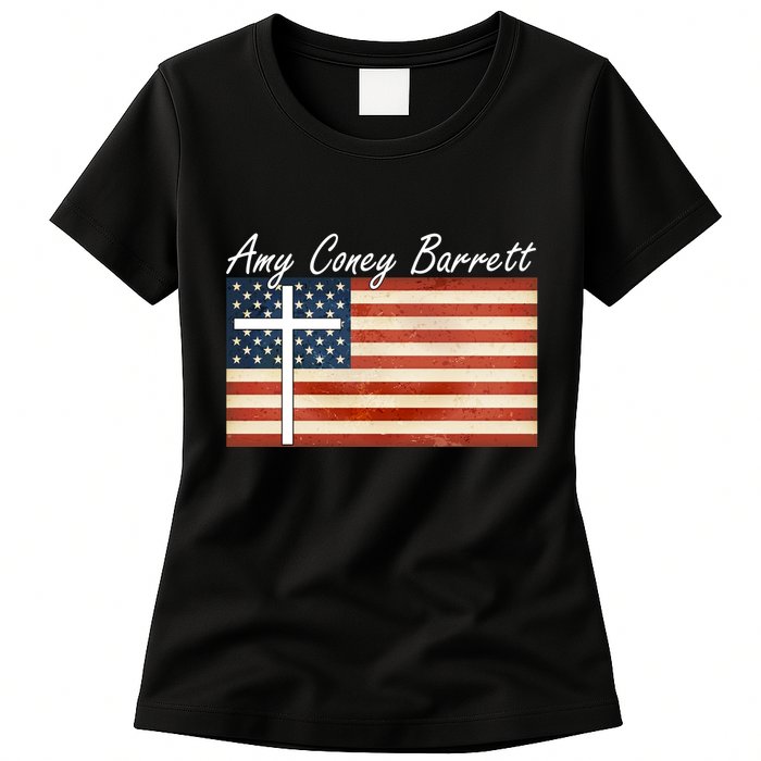 Amy Coney Barrett Christian Vintage US Flag Womens T-Shirt