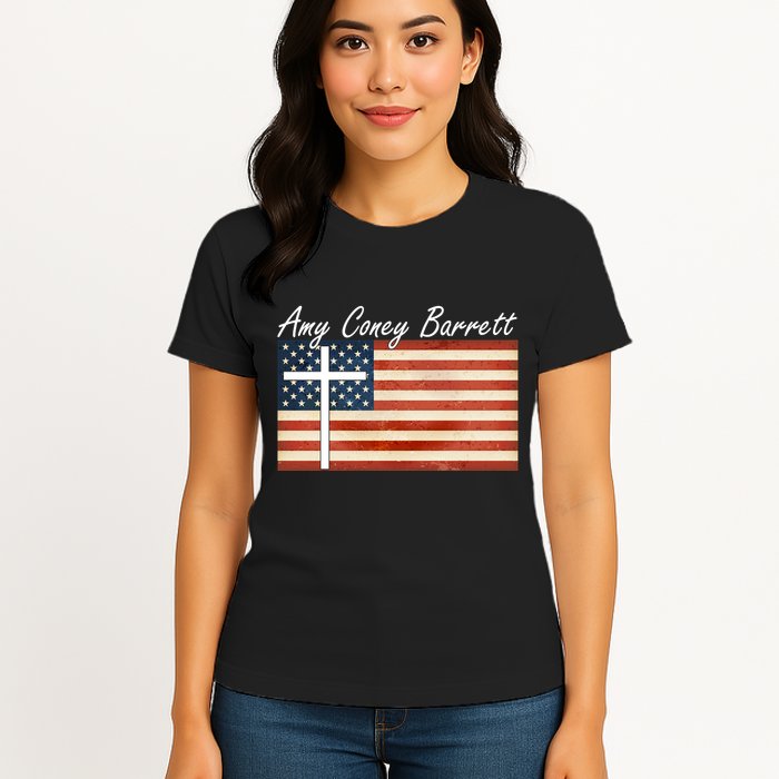 Amy Coney Barrett Christian Vintage US Flag Womens T-Shirt