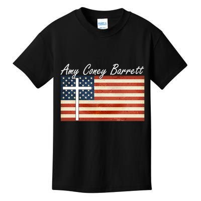 Amy Coney Barrett Christian Vintage US Flag Kids T-Shirt
