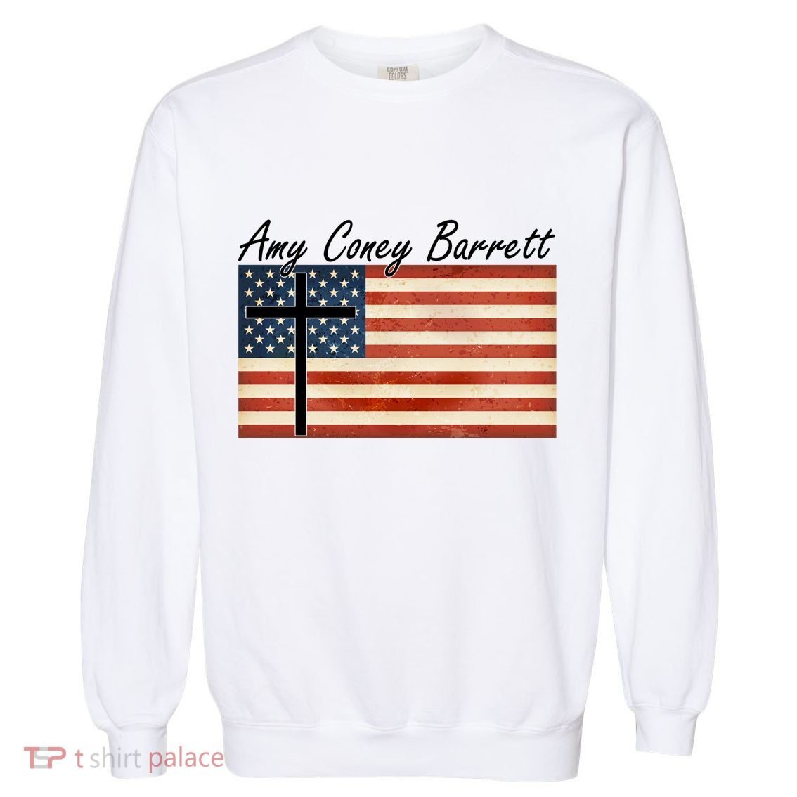 Amy Coney Barrett Christian Vintage US Flag Garment-Dyed Sweatshirt