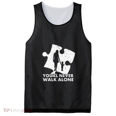 Autism Mom You'll Never Walk Alone Puzzle Autism Awareness Month Mesh Reversible Basketball Jersey Tank