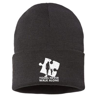 Autism Mom You'll Never Walk Alone Puzzle Autism Awareness Month Sustainable Knit Beanie