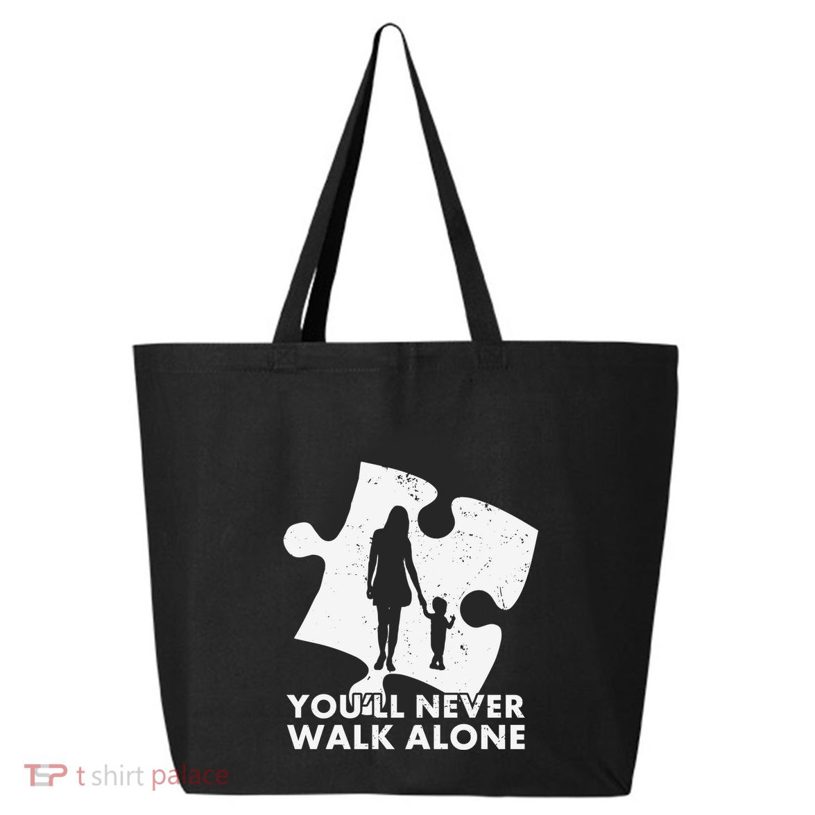 Autism Mom You'll Never Walk Alone Puzzle Autism Awareness Month 25L Jumbo Tote