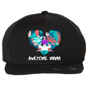 Awesome Mama Yoga Mom Gift Wool Snapback Cap