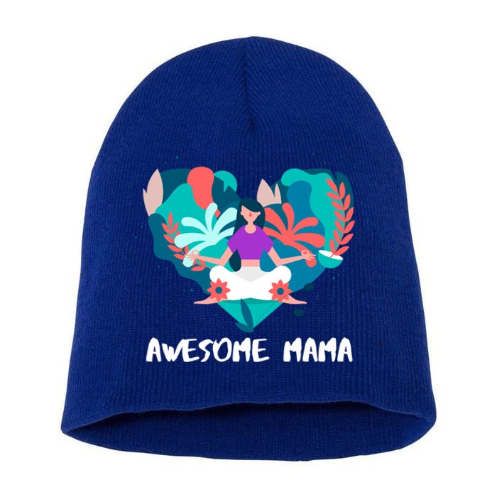 Awesome Mama Yoga Mom Gift Short Acrylic Beanie