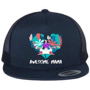 Awesome Mama Yoga Mom Gift Flat Bill Trucker Hat