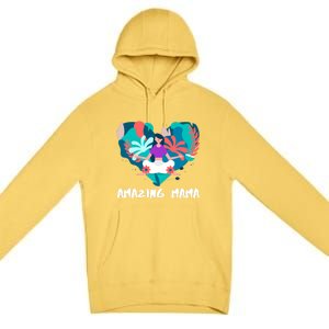 Amazing Mama Yoga Mom Gift Premium Pullover Hoodie