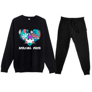 Amazing Mama Yoga Mom Gift Premium Crewneck Sweatsuit Set