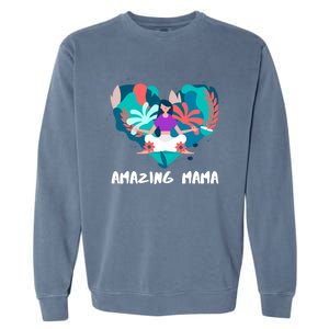 Amazing Mama Yoga Mom Gift Garment-Dyed Sweatshirt