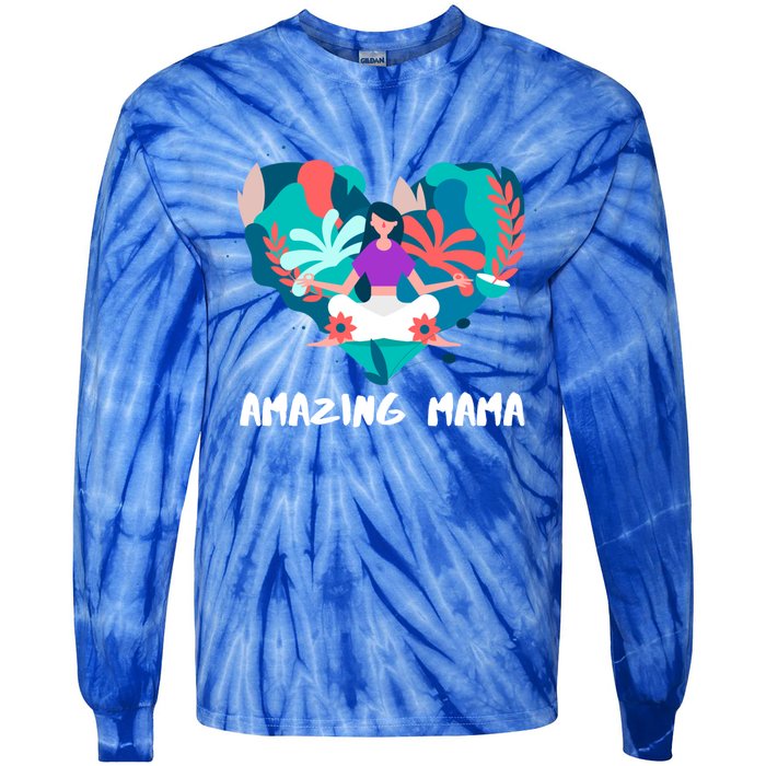 Amazing Mama Yoga Mom Gift Tie-Dye Long Sleeve Shirt