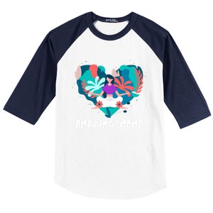 Amazing Mama Yoga Mom Gift Baseball Sleeve Shirt