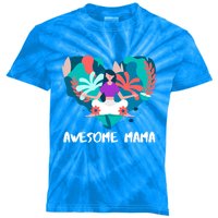 Awesome Mama Yoga Mom Funny Gift Kids Tie-Dye T-Shirt