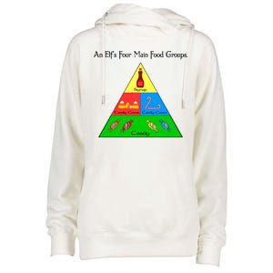 An Elf's Four Main Food Groups Womens Funnel Neck Pullover Hood