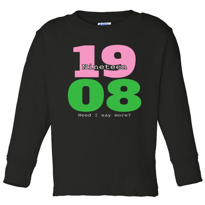 A Nineteen 08 Sorority Toddler Long Sleeve Shirt