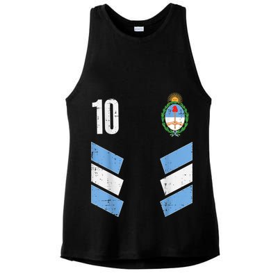 Argentina Number 10 Soccer Fan    Boys Girls Ladies PosiCharge Tri-Blend Wicking Tank