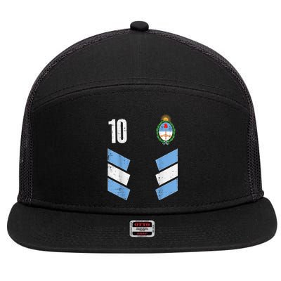 Argentina Number 10 Soccer Fan    Boys Girls 7 Panel Mesh Trucker Snapback Hat